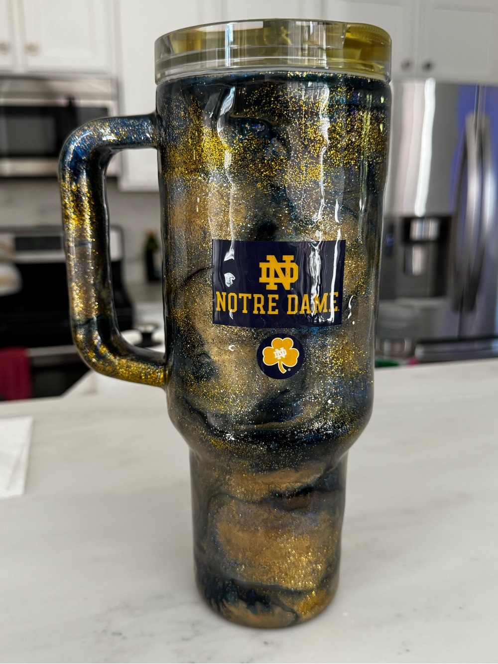 Stanley handcrafted with epoxy Notre Dame fighting Irish 40 ounces